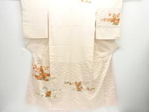 菊・草花模様刺繍訪問着(重ね衿付き)